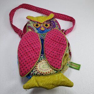 Sassy Pet Saks by Douglas Fabric Purse OWL Pink Yellow Plush Girls Kids Animal